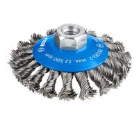 Bosch 1x Brosse conique PRO Steel Longlife, fils torsadés pour petite meuleuse angulaire et filetage M14 (pour Acier, Ø 100 mm, Professional Accessoire Petite meuleuse angulaire)