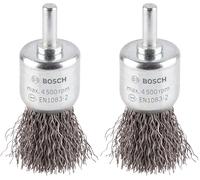 Bosch 1x Brosse pinceau PRO Steel Longlife, fils ondulés pour emmanchement cylindrique 6 mm et perceuse (Ø 25 mm, Professional Accessoire Perceuses/visseuses rotatives) (Lot de 2)