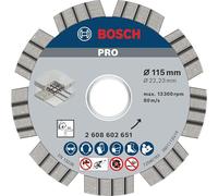 Bosch 1x Disques à tronçonnage diamant PRO Concrete pour alésage 22,23 et petites meuleuses angulaires (pour Béton, Béton armé, Ø 115 mm, Professional Accessoire Petite meuleuse angulaire)
