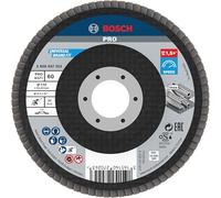 Bosch 1x Plateau à lamelles PRO Metal X571, version plate sur fibres (pour Acier, Acier inoxydable, Ø 115 mm, Grain 60, Professional Accessoire Petite meuleuse angulaire)
