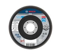 Bosch 1x Plateau à lamelles PRO Metal X571, version plate sur fibres (pour Acier, Acier inoxydable, Ø 115 mm, Grain 80, Professional Accessoire Petite meuleuse angulaire)