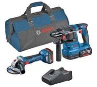 Bosch Professional 18V System combi-kit : Meuleuse angulaire GWS 18V-7 + perforateur GBH 18V-22 (avec 2 batteries 4,0 Ah, chargeur rapide GAL 18V-40, sacoche d’outils)