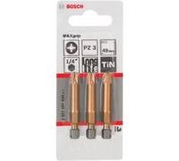 Bosch 2607001600 Embout De Vissage Qualité Max Grip Pz 3, 49 Mm Entraînement Iso 1173 E6.3, Queue Six-Pans Mâle 1/4, 3 Pièces G