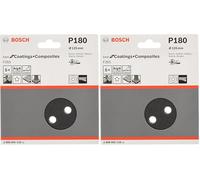 Bosch 2608605118 Disque abrasif pour ponceuse excentrique Ø 125 mm 8 Trous Grain 180 5 pièces (Lot de 2)