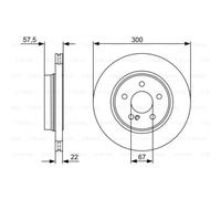 BOSCH 2x Disque Arrière Ø300mm Ventilé pour Mercedes Classe C T-Modèle S204
