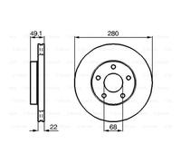 BOSCH 2x Disque Avant 280 Ventilé Aéré Internement pour Nissan 0 986 478 833