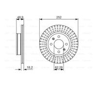 BOSCH 2X Disque De Frein Avant 252 Ventilé Pour Hyundai I10 BA IA I10