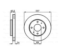 BOSCH 2X Disque De Frein Avant 257 Ventilé Intérieur Ventilé Pour Hyundai