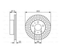BOSCH 2X Disque De Frein Avant 263 Ventilé Pour Volvo 240 Break P245 P242