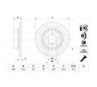 2x Disque de frein disque de frein à deux pièces 0 986 479 E23 BOSCH pour BMW