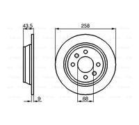 BOSCH 2x Disques de Frein Arrière 258 Plein pour Saab 900 I Cabriolet AC4 AM4