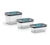 BOSCH - 3 boites de conservation sous vide hermétiques : 0 7L 1 0L et 1 5L - Bac d'égouttement - Indicateur jour et mois - Tritan