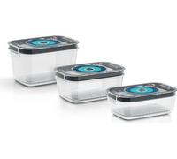 BOSCH - 3 boites de conservation sous vide hermétiques : 0,7L, 1,0L et 1,5L - Bac d'égouttement - Indicateur jour et mois - Tritan