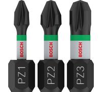 BOSCH Embouts PRO PZ Impact, PZ1 x 25, PZ2 x 25, PZ3 x 25 mm, 3 pieces 2608522471