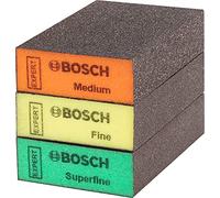 Bosch 3X Éponge de ponçage Expert S471 Standard | pour Peinture sur bois, Bois résineux, Ø 69 x 97 x 26 mm Intermédiaire / Fin / Extrafin, Accessoire Ponçage manuel