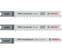 Bosch 3x Kit de 3 lames de scie sauteuse PRO Laminate pour emmanchement en U (pour Parquet, Vinyle stratifié solide, PVC, Longueur mm, Professional Accessoire Scie sauteuse)