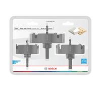Bosch 3x Scies Trépans w/Adapt. Wood/Drywall | pour Cloison sèche, Bois résineux, Ø 68, 86, 100 mm Professional Accessoire Perceuses