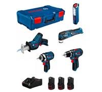Bosch - Pack De 5 Outils Bosch (gsr 12v-15 + Gop 12v-28 - Gdr 12v-105 + Gsa 12v-14 + Gli 12v-300)