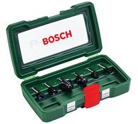 Bosch 6 pièces Ensemble de fraises au carbure (pour le bois, emmanchement Ø 6 mm, accessoires défonceuse)