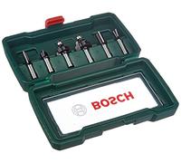 Bosch 6 pièces Ensemble de fraises au carbure (pour le bois, emmanchement Ø 8 mm, accessoires défonceuse)