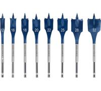 Bosch 8x Coffret de mèches plates EXPERT Self Cut Speed (pour Bois résineux, Panneau aggloméré, Ø 12-32 mm, Professional Accessoire Perceuses)