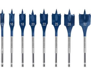 Bosch 8x Coffret de mèches plates EXPERT Self Cut Speed (pour Bois résineux, Panneau aggloméré, Ø 12-32 mm, Professional Accessoire Perceuses)