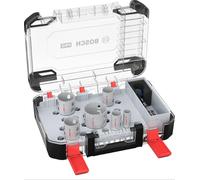 Bosch 9x Set de Scie de Krone PRO Multi Material Power Change Plus - Coffret transparent (pour bois tendre, placoplâtre, Ø 22, 29, 35, 44, 51, 65 mm, Accessoires professionnels Perçage)