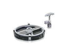 Bosch Accessoires MUZS68CC, coupe-cubes, cubes uniformes, insert lanceur 9 mm, avec nettoyeur de grille pour robot de cuisine série 6, série 8, noir/acier inoxydable