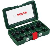 Bosch Accessories 12 pièces Ensemble de fraises au carbure (pour le bois, emmanchement Ø 1/4", accessoires défonceuse)