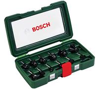 Bosch Accessories 12 pièces Ensemble de fraises au carbure (pour le bois, emmanchement Ø 8 mm, accessoires défonceuse)