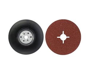 Bosch Accessories 1608601033 Plateau de ponçage 125 mm / 12200 tours par minute & Disques abrasifs sur fibres pour Meuleuses angulaires Corindon Diamètre 125 mm, Grain 60 - Lot de 5 feuilles