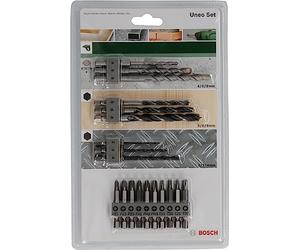 Bosch Accessories 19 pièces Kit Uneo Mixed (pour le bois, le métal et la pierre, accessoires marteau burineur) Argent
