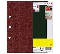Bosch Set de 25 feuilles abrasives pour ponceuse vibrante, 8 trous, grain 40 Quantité:25