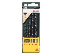 Bosch Jeu de forets pour le bois 2607019440 – 5 pièces (4/5/6/8/10 mm) tige cylindrique – 1 set