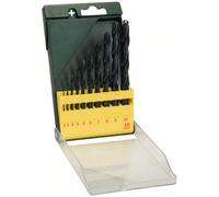 Bosch Accessories 2607019442 HSS Jeu de forets pour le métal 10 pièces 1 mm, 2 mm, 3 mm, 4 mm, 5 mm, 6 mm, 7 mm, 8 mm, 9 mm, 10 mm laminé au rouleau DIN 338