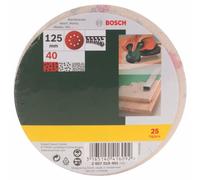Bosch Accessories 2607019491 Lot de feuilles abrasives pour Ponceuse excentrique Grain 40/125 mm 25 pièces Argent