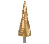 Bosch Accessories 2608587434 HSS Foret étagé 6 - 38.5 mm, 6 - 40.5 mm, M10 - M40 TiN Longueur totale 125.5 mm tige à 3 surfaces