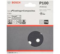 Bosch Accessories 2608605116 Disque abrasif 5 pièces 125 mm Grain 100, Noir