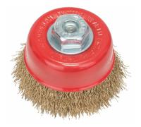 Bosch Brosse boisseau 75 mm 2608622062 – fils ondulés laitonnés 0,3 mm, M10, 12000 tr/min