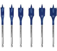 Bosch Accessories 2608900333 Jeu de mèches à bois plates 6 pièces 13 mm, 16 mm, 19 mm, 20 mm, 22 mm, 25 mm Longueur totale 152 mm tige hexagonale 6 pc(s)