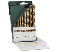 Bosch Accessories 2609255130 Set de 10 Forets à métaux rectifiés HSS-Tin DIN 338 Diamètres 1/2/3/4/5/6/7/8/9/10 mm