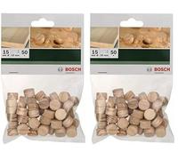 Bosch Accessories 2609255320 Set de 50 Bouchons en hêtre Diamètre 15 mm Epaisseur 10 mm (Lot de 2)