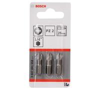 Bosch Accessories 3 Pièces Jeu de Embouts de Vissage Extra Dure pour Vis Pozidriv, PZ2 Epaisseur, 25mm Longueur Gris