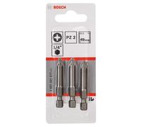 Bosch Accessories 3 Pièces Jeu de Embouts de Vissage Extra Dure pour Vis Pozidriv, PZ2 Epaisseur, 49mm Longueur