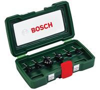 Bosch Accessories 6 pièces Ensemble de fraises au carbure (pour le bois, emmanchement Ø 1/4", accessoires défonceuse)