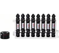 Bosch Accessories Accessories 2608522334 Lot de 9 accessoires Kit de visseuse double (Impact Control, 8 x PH2-PZ2 embouts longueur : 65 mm et douille magnétique, Pick and Click)