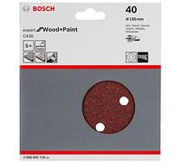Bosch Accessories Disque Abrasif C430 pour Ponceuses Orbitales, 40 Grain, 150mm, Lot de 5