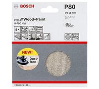 Bosch Accessories Ensemble de 5 Feuilles de ponçage M480 Idéal pour le Bois et la Peinture (Ø 115 mm, Grit P80, Accessoires pour Ponceuse Orbitale Aléatoire)