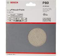 Bosch Accessories Ensemble de 5 Feuilles de ponçage M480 Idéal pour le Bois et la Peinture (Ø 150 mm, Grit P80, Accessoires pour Ponceuse Orbitale Aléatoire)