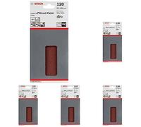 Bosch Accessories Feuille Abrasif pour Ponceuses Orbitales, 8 Trous, 120 Grain, 93mm x 186mm, Pack de 10 feuilles (Lot de 5)